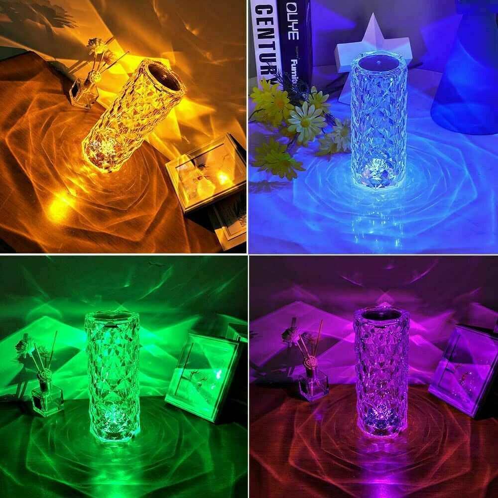 RGB Crystal Diamond Table Lamp – 16-Color Touch & Remote Control - RGBlyte